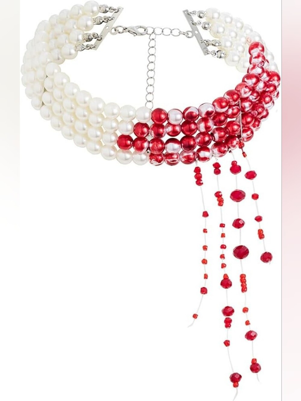 Novelty Blood Drip Pearl Choker Necklace